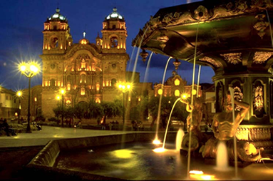 Cusco's Main Square at Night